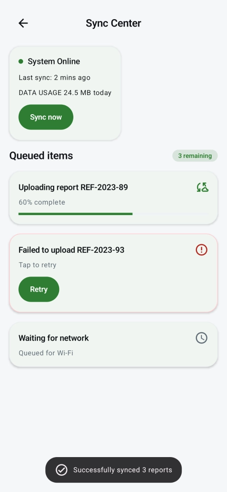 Vista de Field Report Pro 4