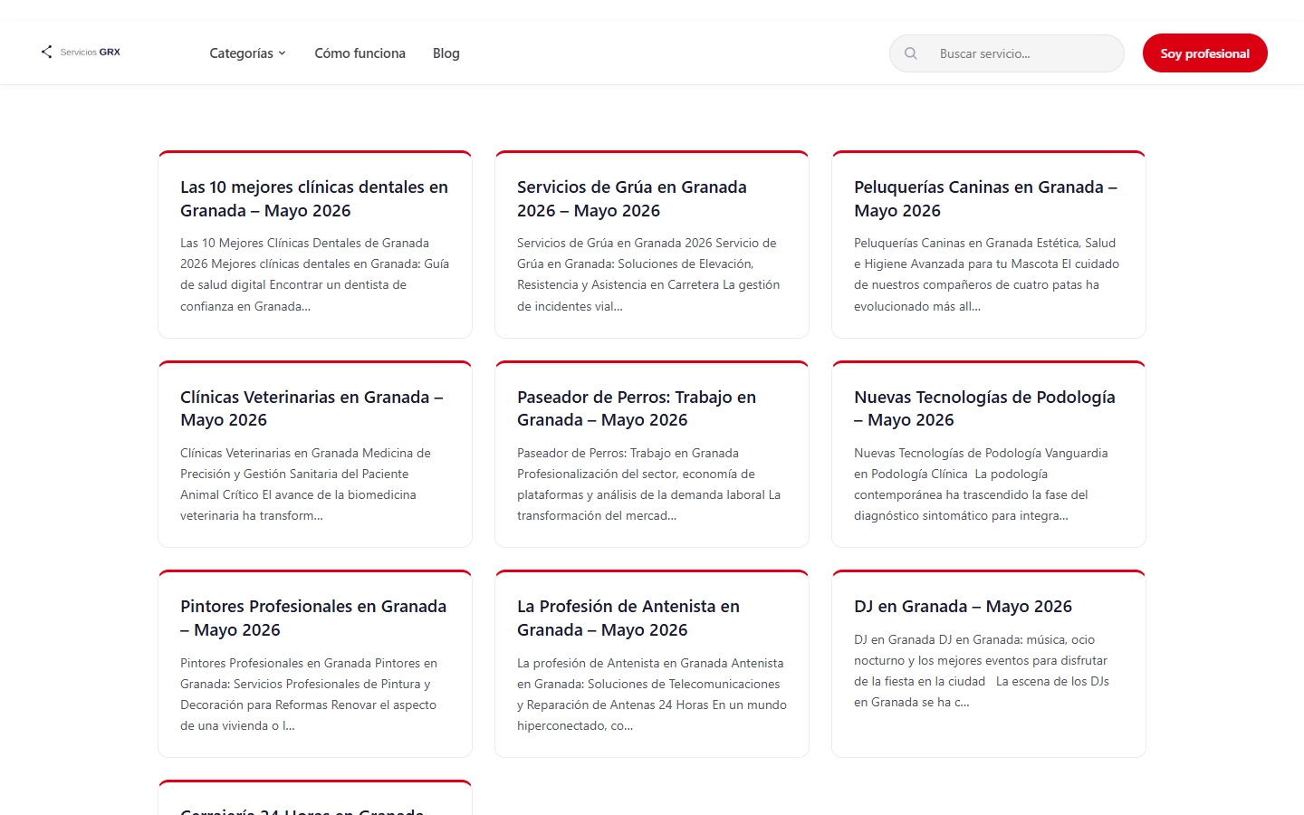 Vista de Servicios GRX 3